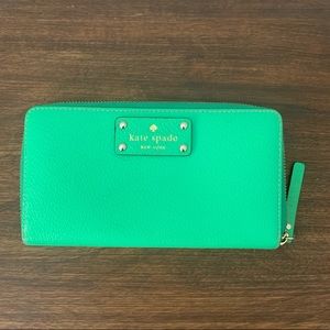 Kate Spade Kelly Green Zip Around Leather Wallet